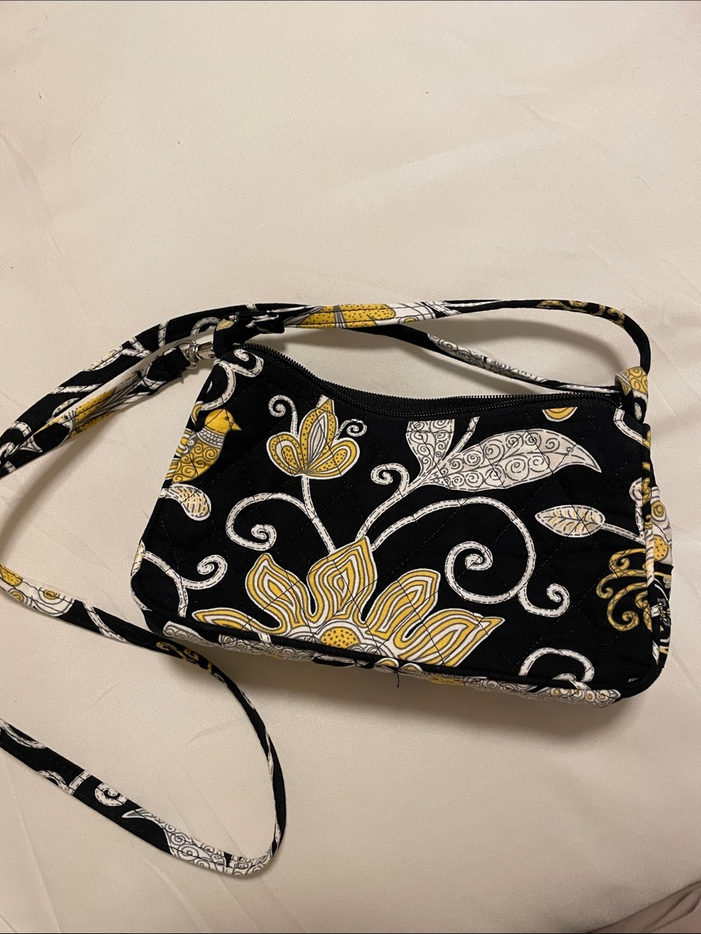 Vera Bradley Black, Yellow & White Floral Crossbody Bag